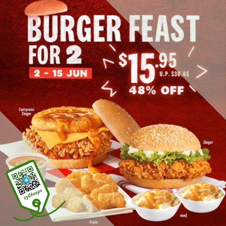 KFC - 2 FOR $15.95 Burger Feast - sgCheapo