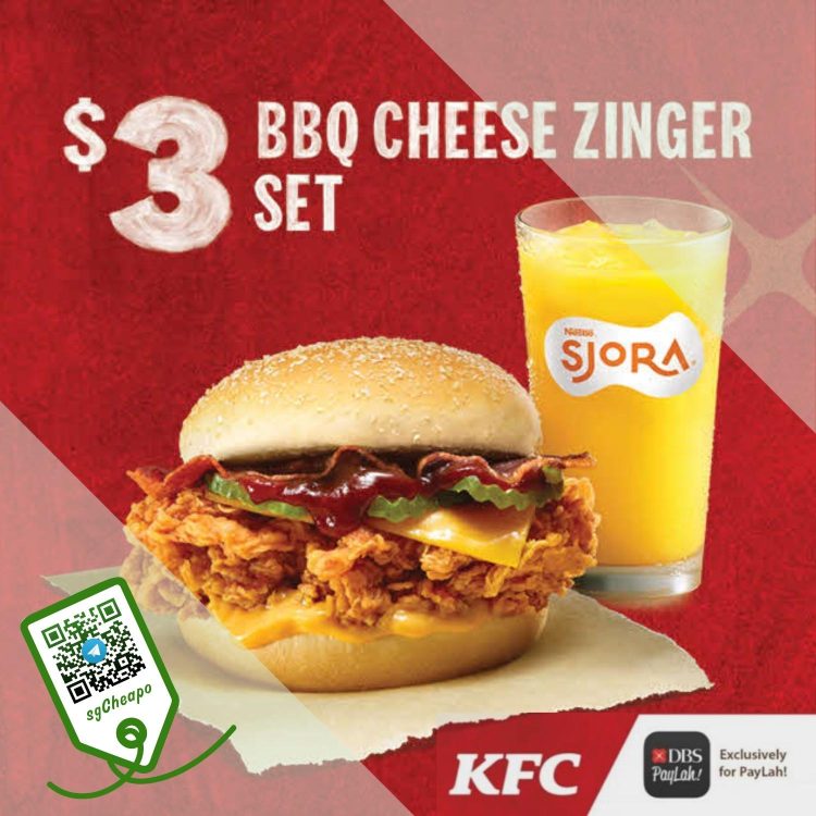 KFC - $3 BBQ Cheese Zinger Set - sgCheapo