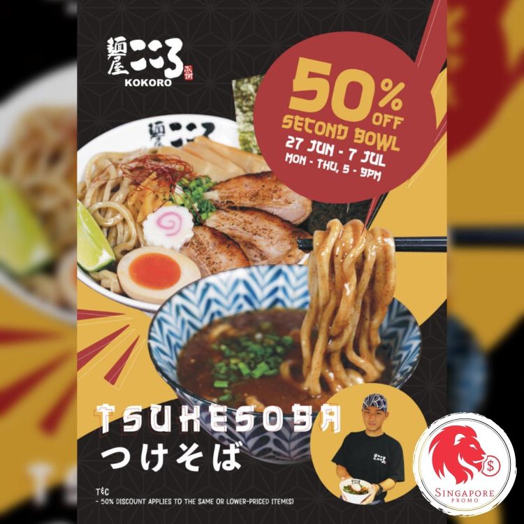 Menya Kokoro - 50% OFF 2nd Tsukesoba - Singapore Promo