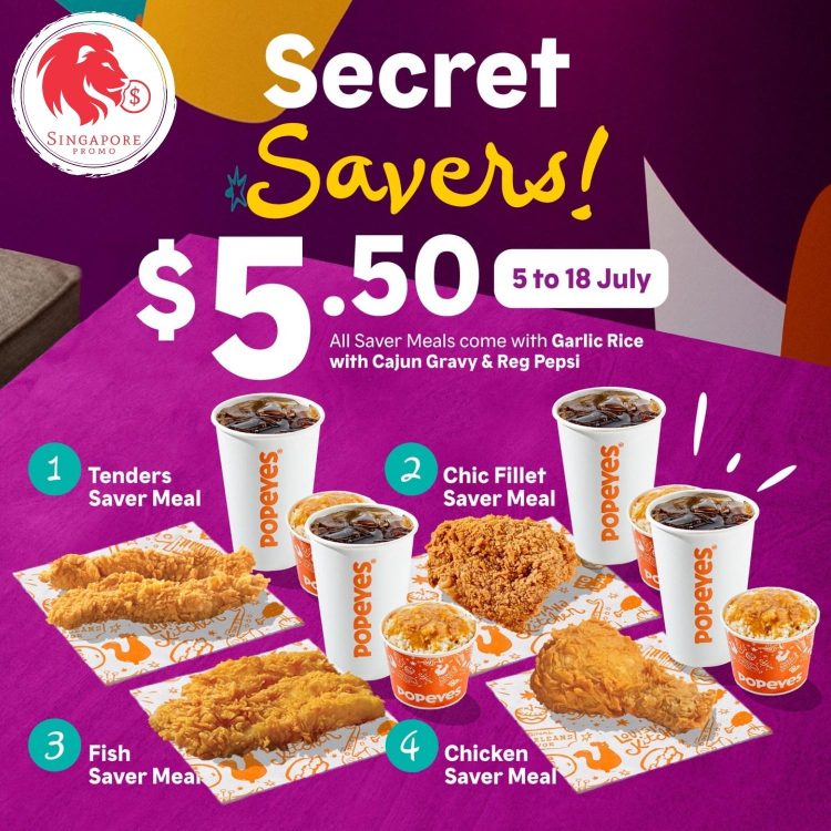 Popeyes - $5.50 Secret Savers Meals