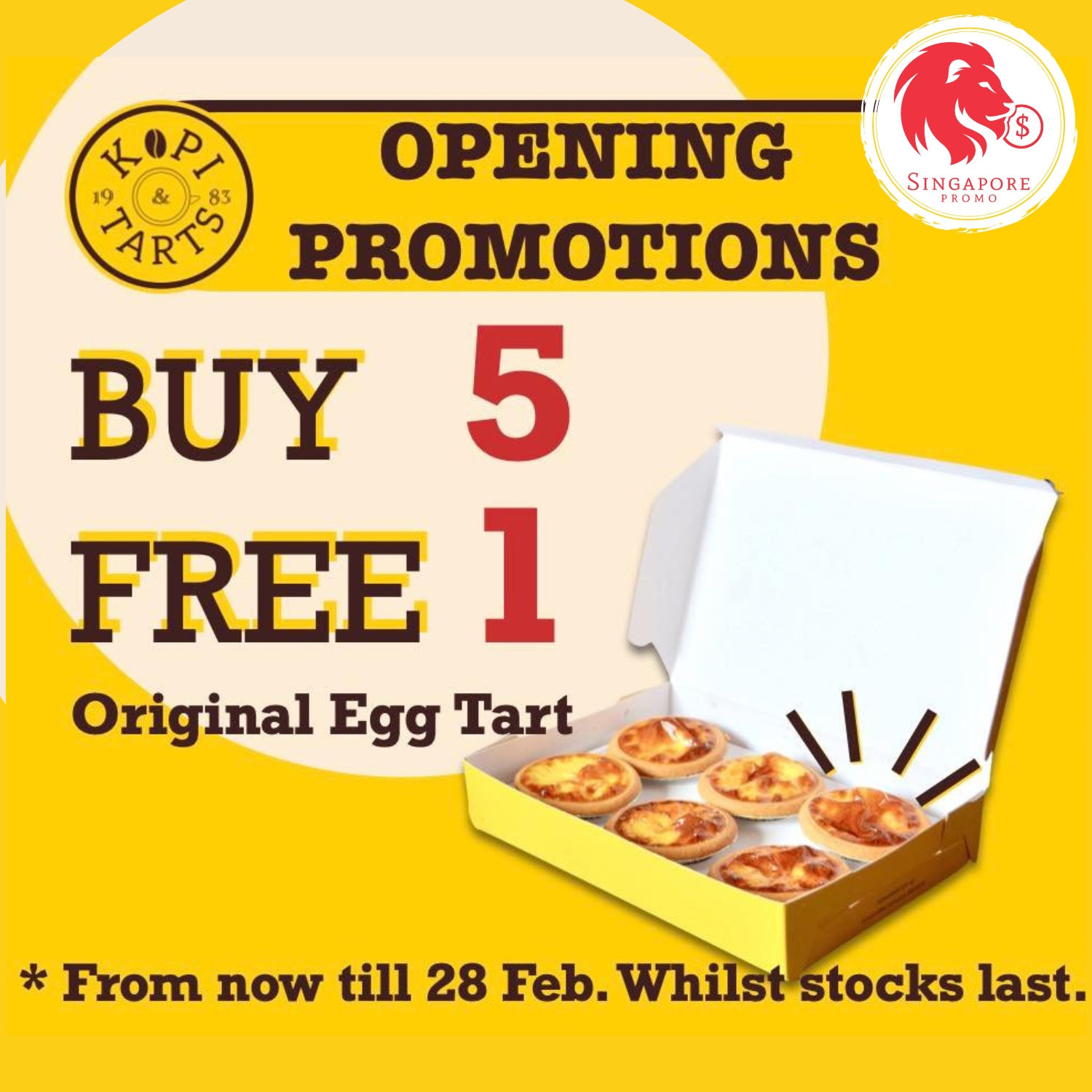 BUY 5 FREE 1 Original Egg Tarts Singapore Promo
