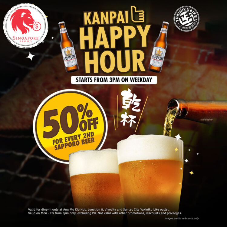 Yakiniku Like - 50% OFF Every 2nd Sapporo Beer - SIngapore Promo