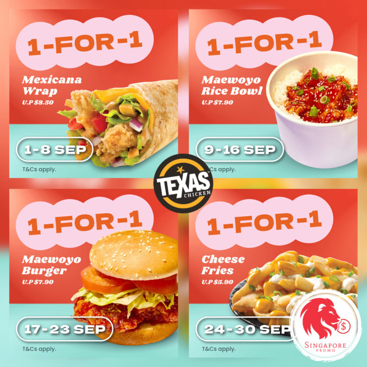 Texas Chicken - 1-FOR-1 Texas Chicken Deals - Singapore Promo
