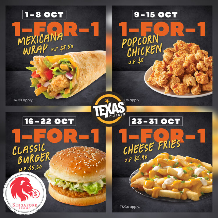 Texas Chicken - 1-FOR-1 Deals - Singapore Promo