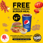 Texas Chicken - FREE Cereal Chicken Burger Meal - Singapore Promo