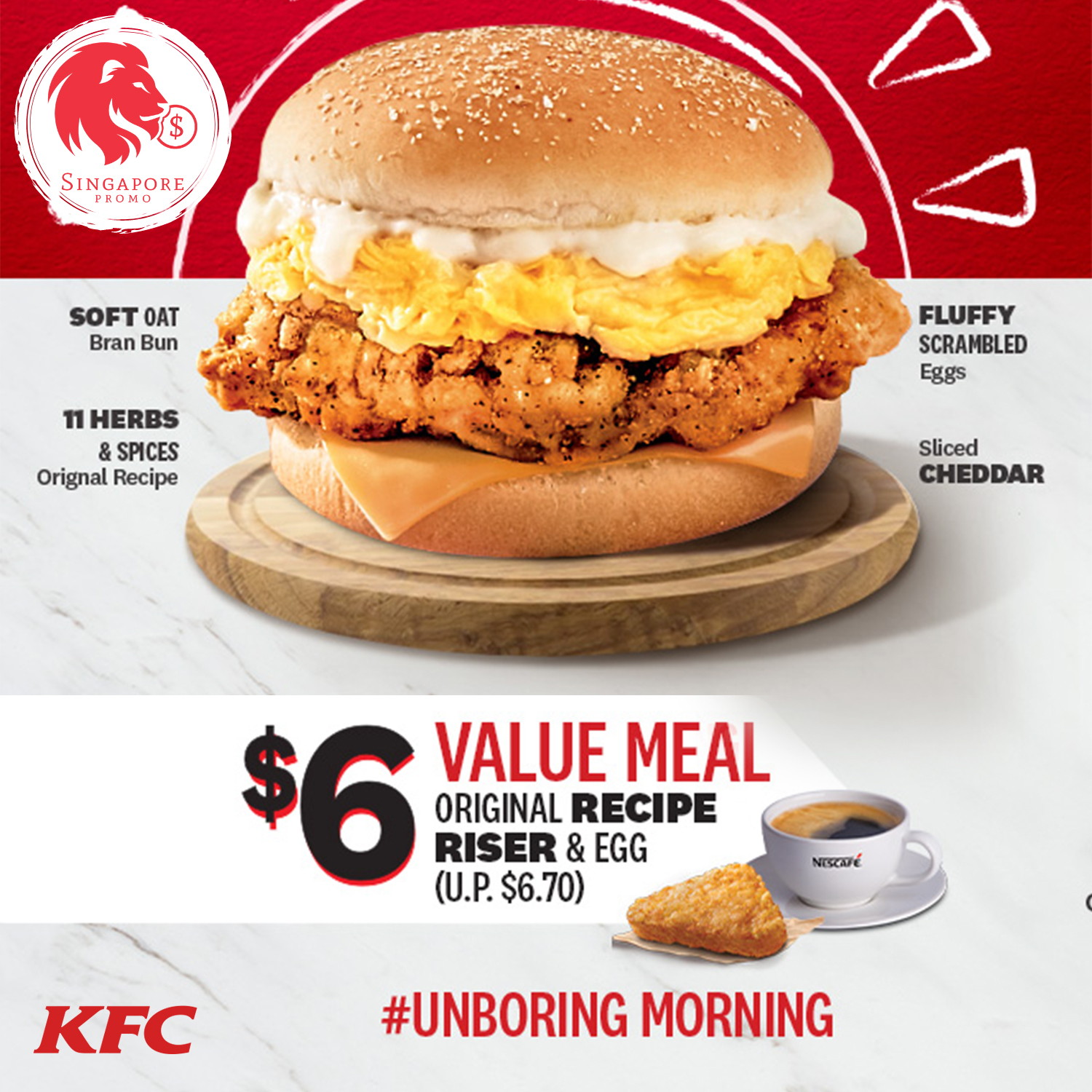 $6 OFF Original Recipe Riser & Egg Meal - Singapore Promo