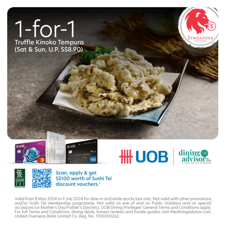 Sushi Tei - 1-FOR-1 Truffle Kinoko Tempura - Singapore Promo