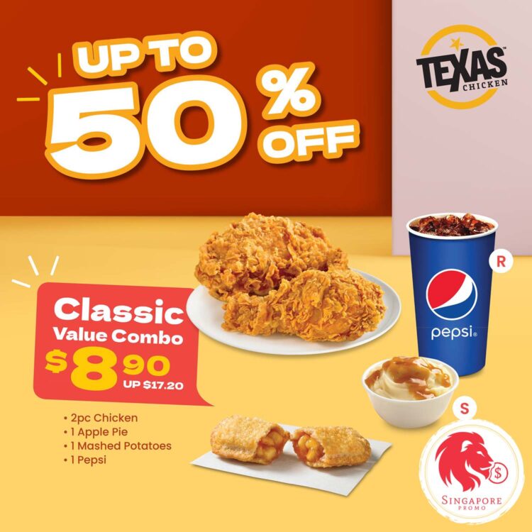 Texas Chicken - UP TO 50% OFF Value Combo Deals - Singapore Promo