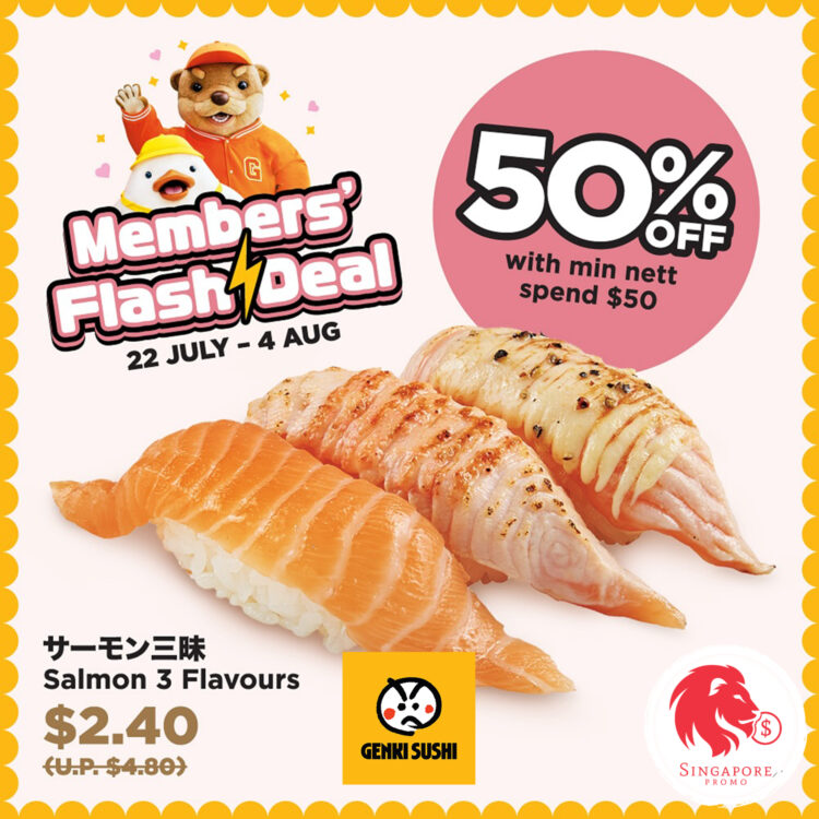 Genki Sushi - 50% OFF Salmon 3 Flavours - Singapore Promo