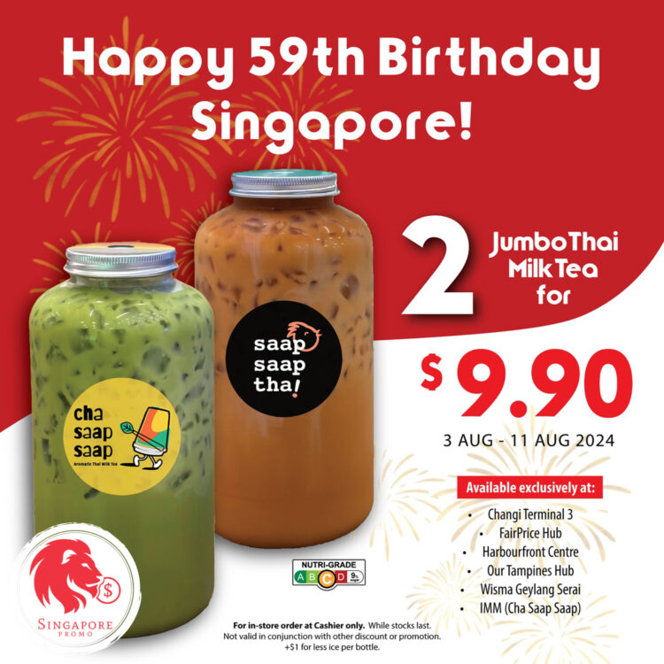 Saap Saap Thai - 2 Jumbo Milk Teas for $9.90 - Singapore Promo