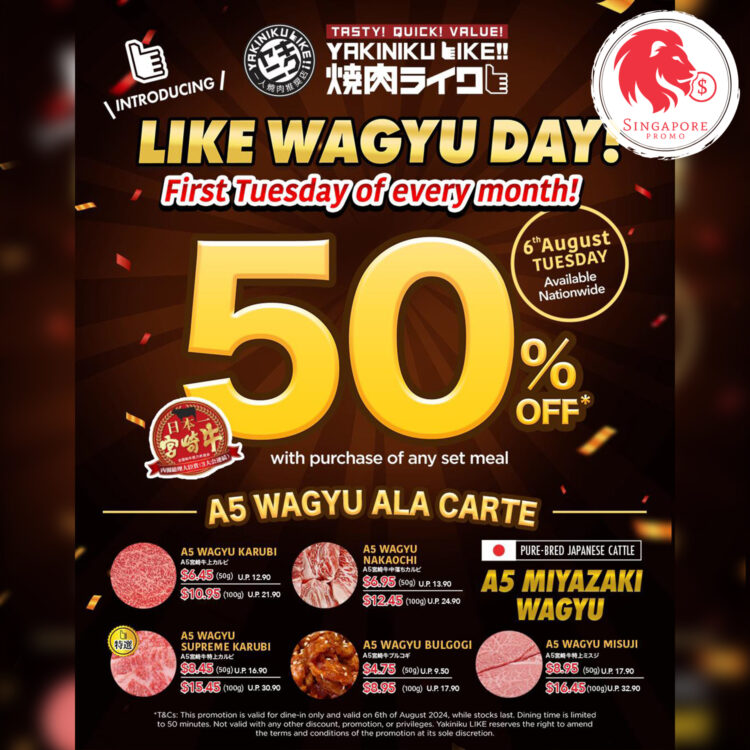 Yakiniku Like - 50% OFF A5 Wagyu Ala Carte - Singapore Promo