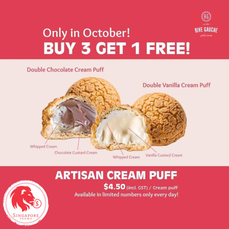 Rive Gauche - Buy 3 Get 1 FREE Artisan Cream Puffs - Singapore Promo