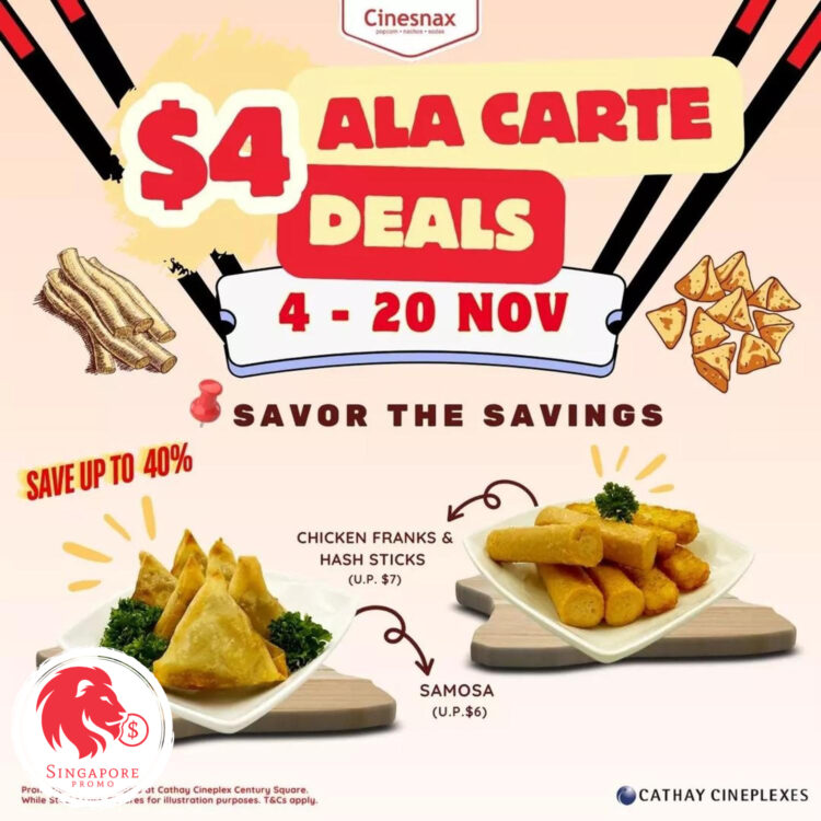 Cathay Cineplex - $4 Ala Carte Deals - Singapore PromoCathay Cineplex - $4 Ala Carte Deals - Singapore Promo