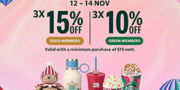 Starbucks - UP to 3x 15% OFF Starbucks - Singapore Promo