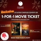 Cathay Cineplex - 1-FOR-1 Movie Tickets - Singapore Promo