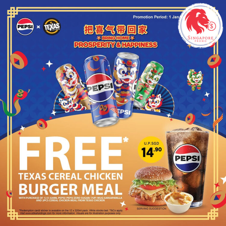 Texas Chicken - FREE Texas Cereal Chicken Burger Meal - Singapore Promo