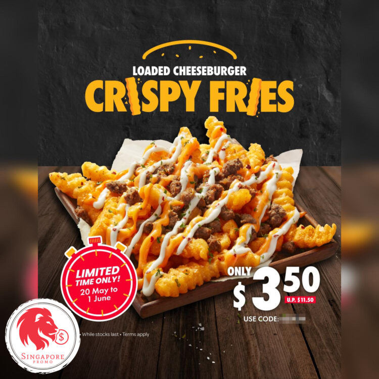 Domino's Pizza - $8 OFF Loaded Cheeseburger Crispy Fries - Singapore Promo