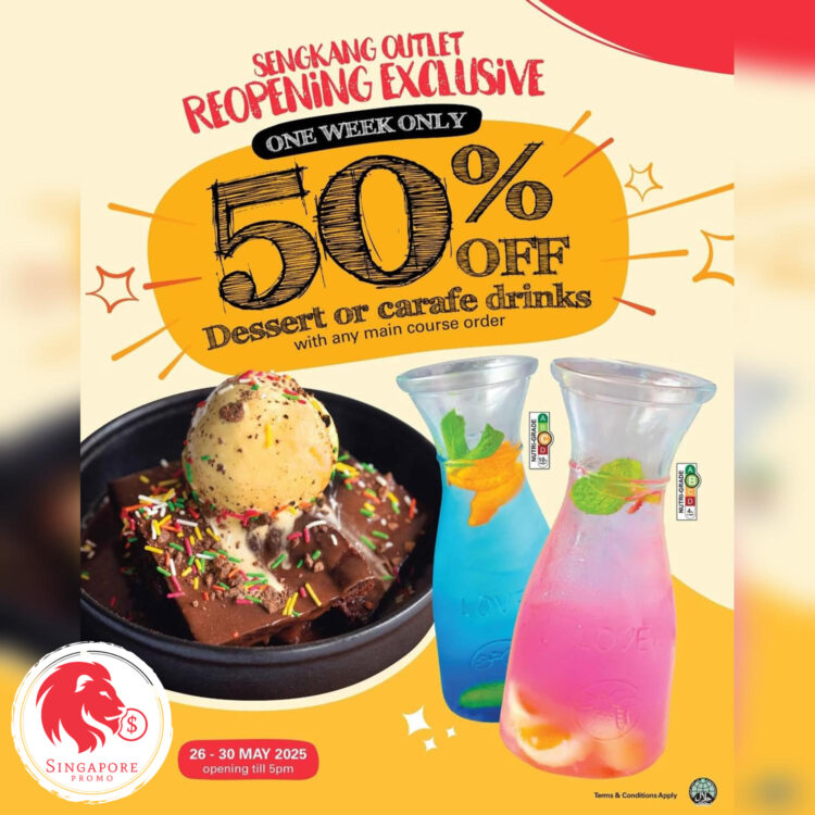 Pastamania - 50% OFF Desserts or Carafe Drinks - Singapore Promo