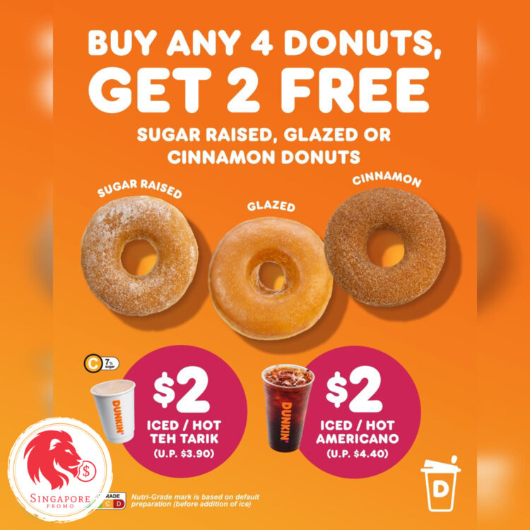 Dunkin' Donuts - Buy 4 Donuts Get 2 FREE - Singapore Promo
