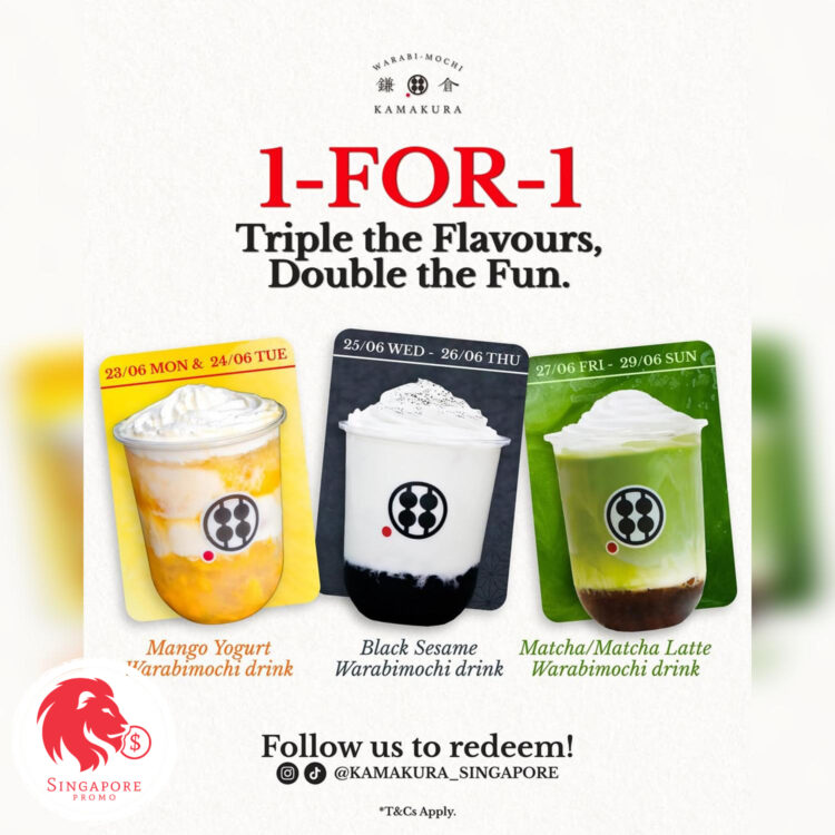 Warabimochi Kamakura - 1-FOR-1 Warabimochi Drinks - Singapore Promo