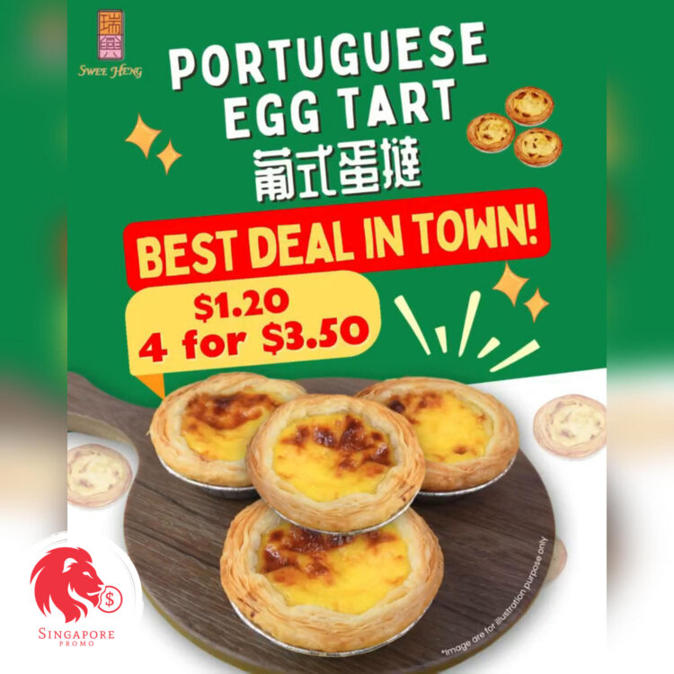 Swee Heng Bakery - 4 for $3.50 Portuguese Egg Tarts - Singapore Promo