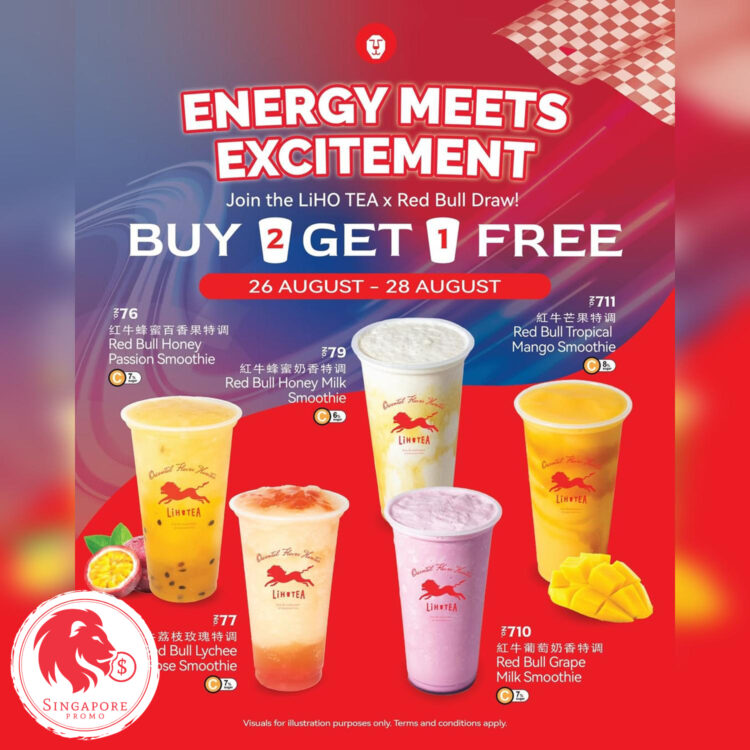 LiHO - Buy 2 Get 1 FREE LiHO TEA x Red Bull - Singapore Promo