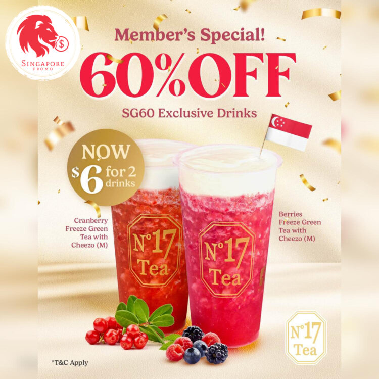 No 17Tea - 60% OFF SG60 Exclusive Drinks - Singapore Promo