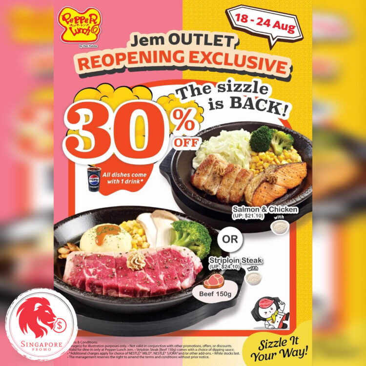 Pepper Lunch Restaurant - 30% OFF Popular Favourites Meals - Singapore Promo