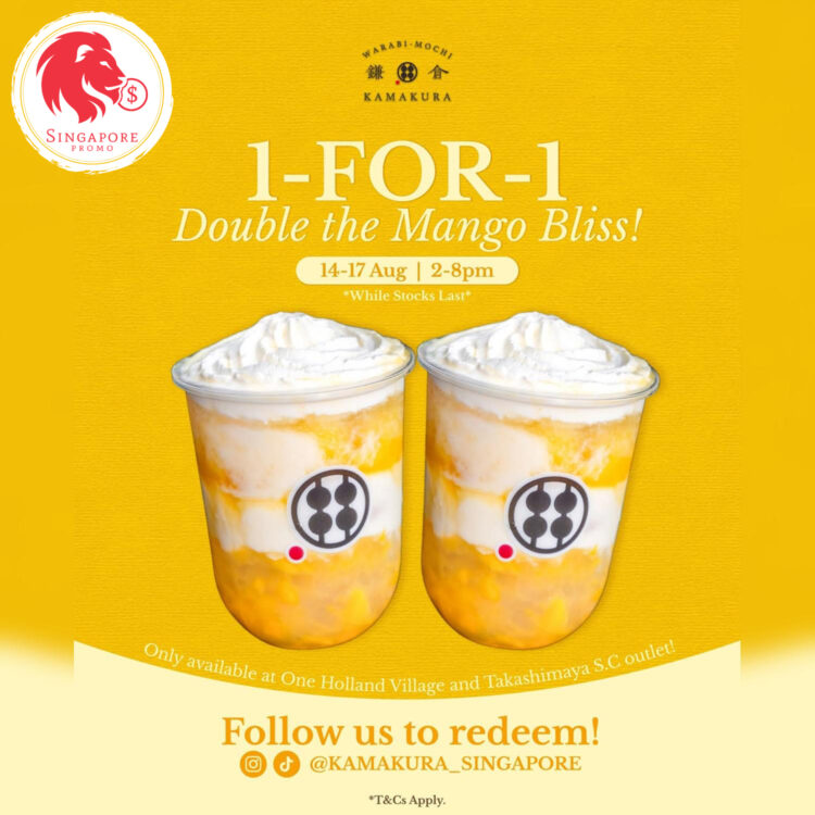 Warabimochi Kamakura - 1-FOR-1 Mango MilkYogurt Drinks - Singapore Promo
