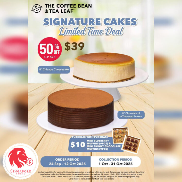 The Coffee Bean & Tea Leaf - 50% OFF Signature Cakes - Singapore Promo