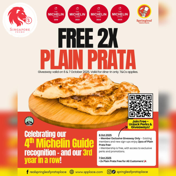 Springleaf Prata Place - 2 FREE Plain Prata - Singapore Promo