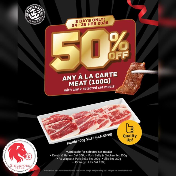 Yakiniku Like - 50% OFF Any A La Carte Meat (100g) - Singapore Promo