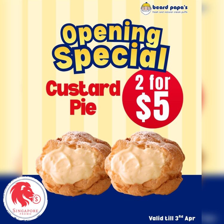 Beard Papa's - $5 2 Custard Pie Cream Puffs - Singapore Promo