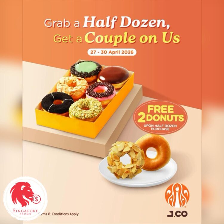 JCO Donuts & Coffee - Grab Half Dozen FREE 2 Donuts - Singapore Promo