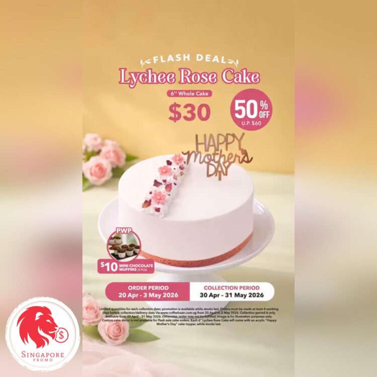The Coffee Bean & Tea Leaf - 50% OFF on Lychee Rose Cake - Singapore Promo