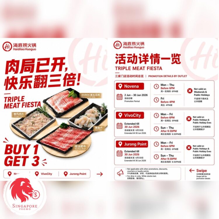 Haidilao - Buy 1 Get 3 Meat Deal - Singapore Promo