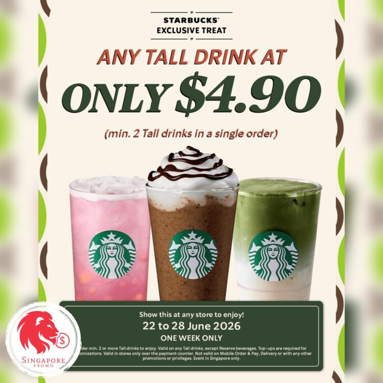 Starbucks - Any Tall Drink At $4.90 - Singapore Promo