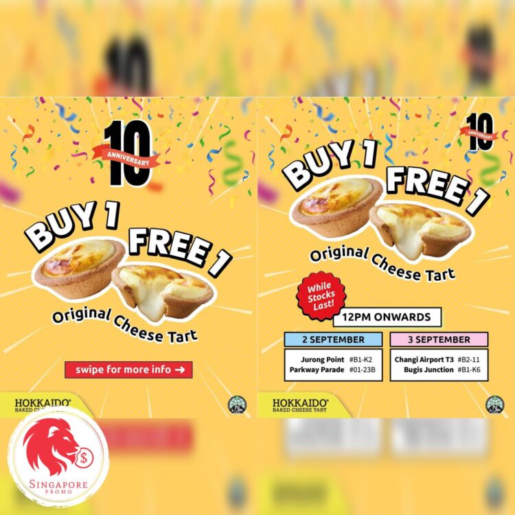 Hokkaido Baked Cheese Tart - 1-FOR-1 Original Cheese Tarts - Singapore Promo
