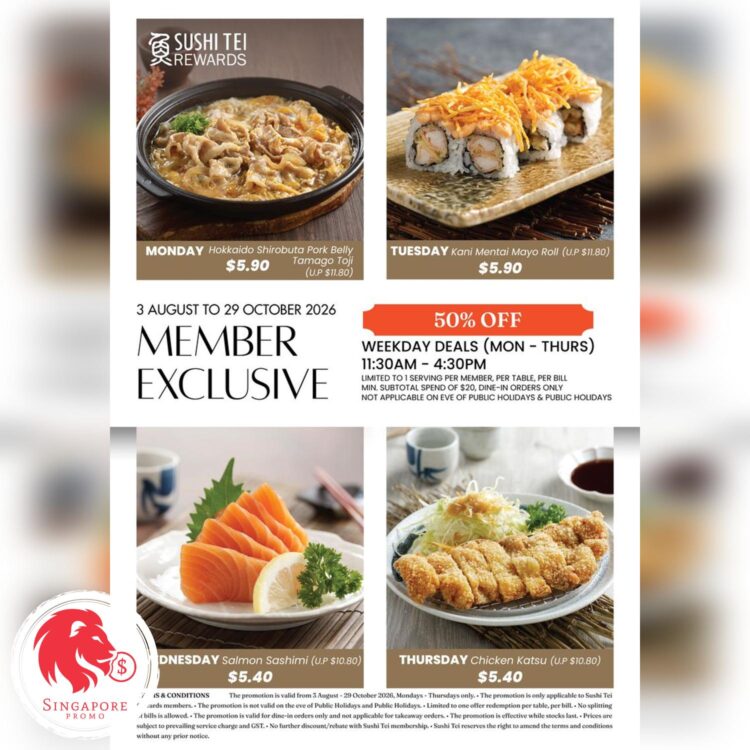 SUSHI TEI - 50% OFF Weekday Deals - Singapore Promo