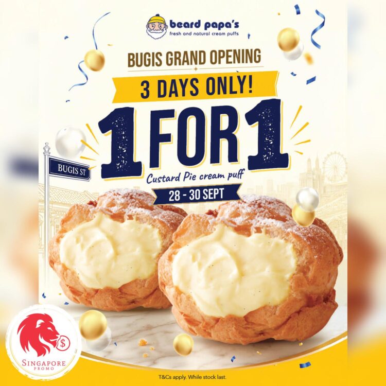 Beard Papa's - Buy 1 Get 1 FREE Custard Pie Cream - Singapore Promo