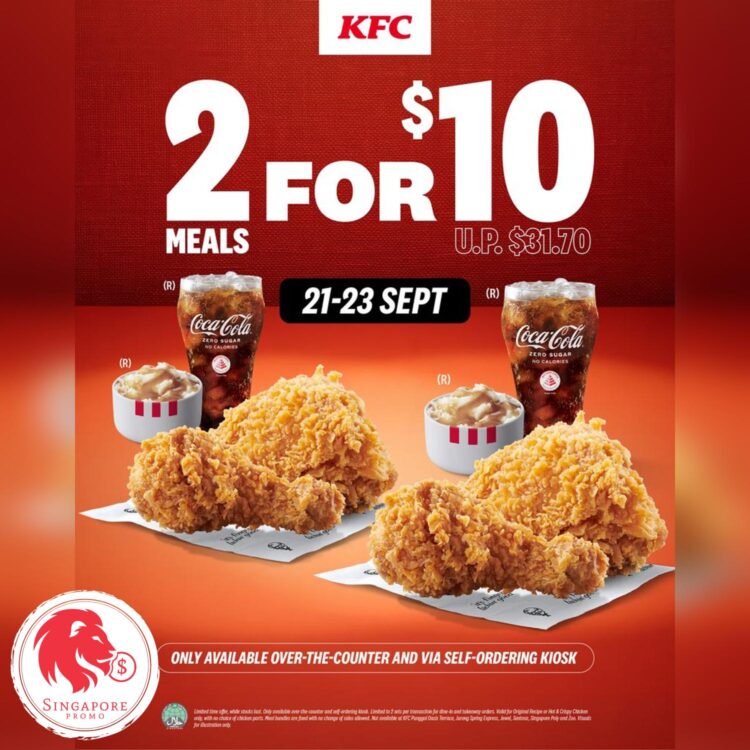 KFC - 2 Chicken Meals FOR Just $10 - Singapore Promo