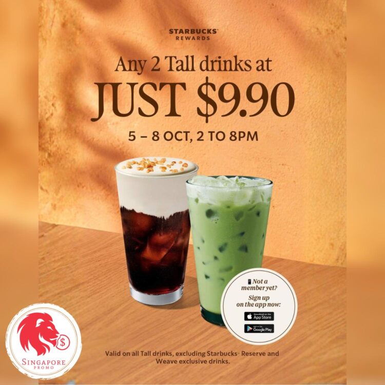 Starbucks - Any 2 Tall Drinks FOR $9.90 - Singapore Promo